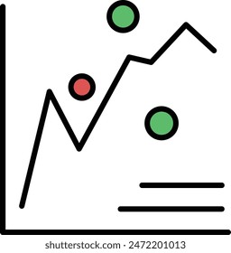 A graph with a circle in the middle and a mountain range in the background. The graph is showing a downward trend