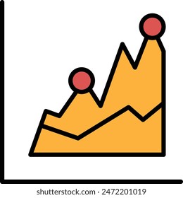 A graph with a circle in the middle and a mountain range in the background. The graph is showing a downward trend