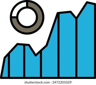 A graph with a circle in the middle and a mountain range in the background. The graph is showing a downward trend