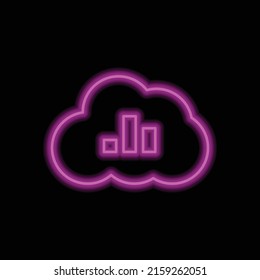 Graph, Cloud einfache Symbol Vektorgrafik. Flaches Design. violetter Neonstil auf schwarzem Hintergrund.ai