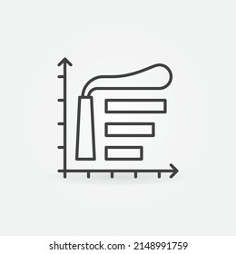 Graph with CO2 Factory Pipe Bar Chart outline vector concept icon or design element 