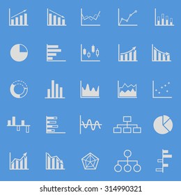 Graph color icons on blue background, stock vector