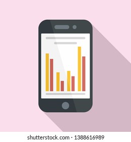 Graph column on smartphone screen icon. Flat illustration of graph column on smartphone screen vector icon for web design