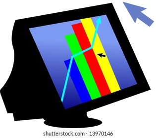  graph in a computer monitor 	