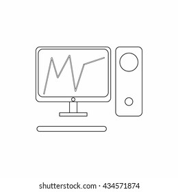 Graph in computer screen icon, thin line style