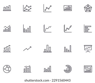 Graph concept. Collection of modern high quality graph line icons. Editable stroke. Premium linear symbol for web sites, flyers, banners, online shops and companies. 