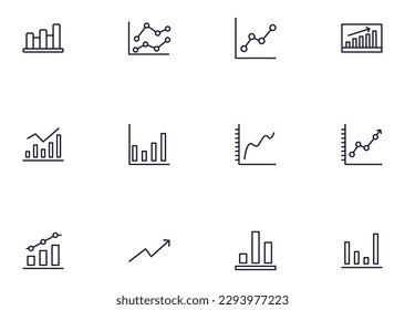 Graph concept. Collection of modern high quality graph line icons. Editable stroke. Premium linear symbol for web sites, flyers, banners, online shops and companies. 