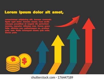 graph concept, money growth vector symbols