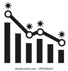 Graph With Covid Decrease Report. Diagram With Coronavirus Recession And Bankruptcy Progress. Vector Illustration