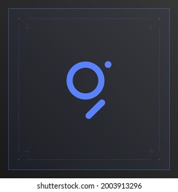 Graph cryptocurrency colorful gradient logo with thin line decoration. Isolated on dark background.
