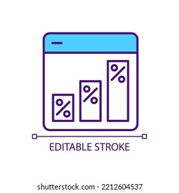 Graph in data analytics RGB color icon. Analytics and statistics. Kind of website. Network analysis. Isolated vector illustration. Simple filled line drawing. Editable stroke. Arial font used