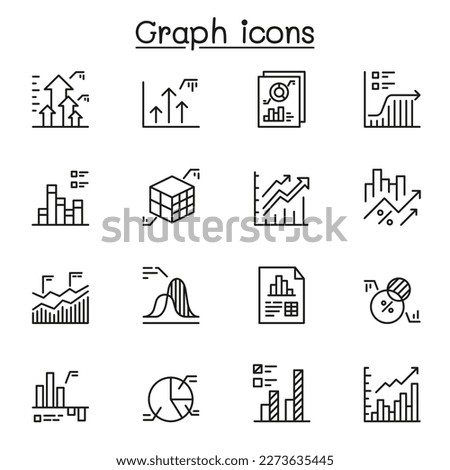 Graph, data, Chart and diagram line icons