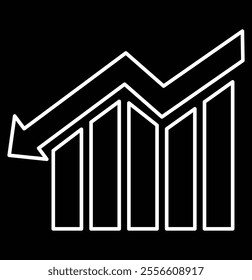 Graph decrease. Decrease, Bankruptcy, financial market crash icon