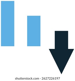 Graphique réduisant l'Image vectorielle des icônes pour la baisse des ventes, la perte financière et la chute du marché. Idéal pour l'économie, la finance et les conceptions d'analyse de données.