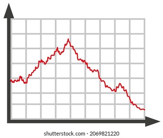 Graph with decrease report. Diagram with recession and bankruptcy progress. Business and finance vector illustration