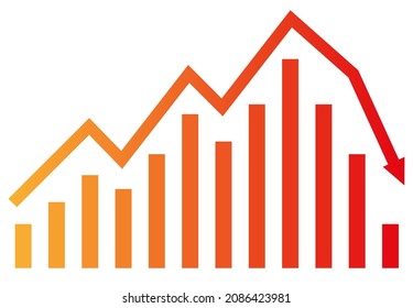 Graph with decrease report. Diagram with recession and bankruptcy progress. Business and finance vector illustration