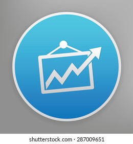 Graph design icon on blue button,clean vector