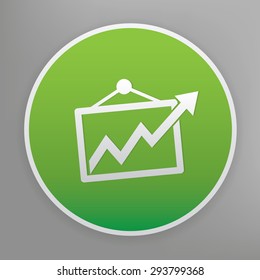 Graph design icon on green button,clean vector