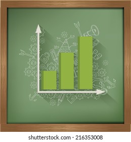 Graph up design on blackboard background,clean vector