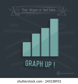 Graph up design on blackboard background,clean vector