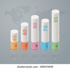 Graph design vector and marketing icons can be used for workflow layout, diagram, annual report, web design. Business concept with 5 options, steps or processes.