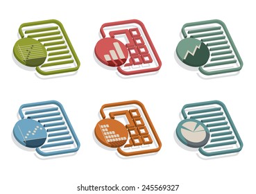 Graph of development, abstract flat color icon set for your design 