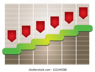 Graph of development, illustration with copy space area