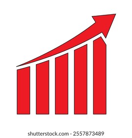 Graph diagram up icon, business growth success chart with arrow, business bar sign, profit growing symbol, progress bar symbol, growing graph icons – stock vector