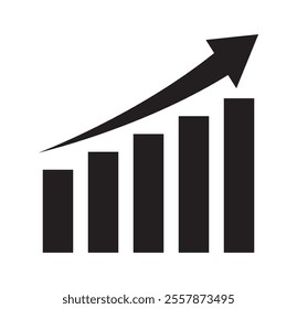 Graph diagram up icon, business growth success chart with arrow, business bar sign, profit growing symbol, progress bar symbol, growing graph icons – stock vector