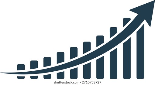 Conjunto de iconos de diagrama de gráfico que muestra el crecimiento del negocio con flecha hacia arriba, gráfico de barras y símbolos de progreso de ganancias Ilustración vectorial