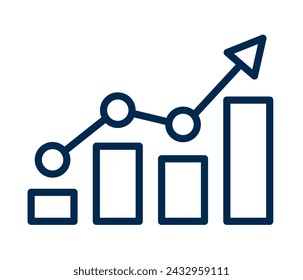 Graph diagram up line icon, business growth success chart with arrow, profit growing symbol, progress bar symbol, business bar sign, growing graph icons