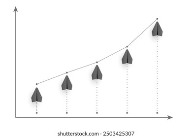 Graph diagram from planes with increase growth. Finance and business concepts. Vector Illustration