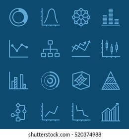 Graph and Diagram set 2 blue line icon