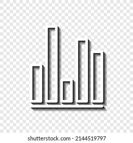 Graph, diagram simple icon. Flat desing. White with shadow on transparent grid.ai