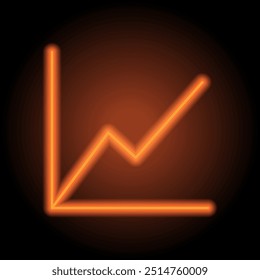 Graph diagram simple icon vector. Flat design. Orange neon on black background.ai