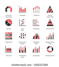 Graph And Diagram Solid, Glyph icons - Editable