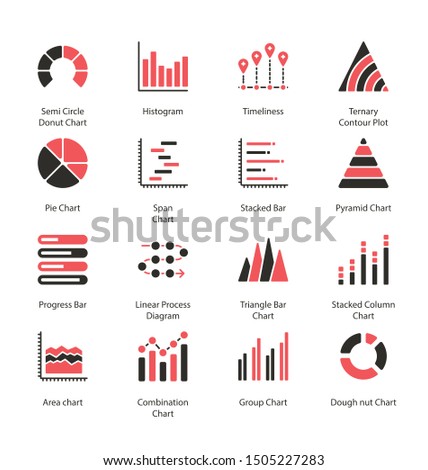 Graph And Diagram Solid, Glyph icons - Editable