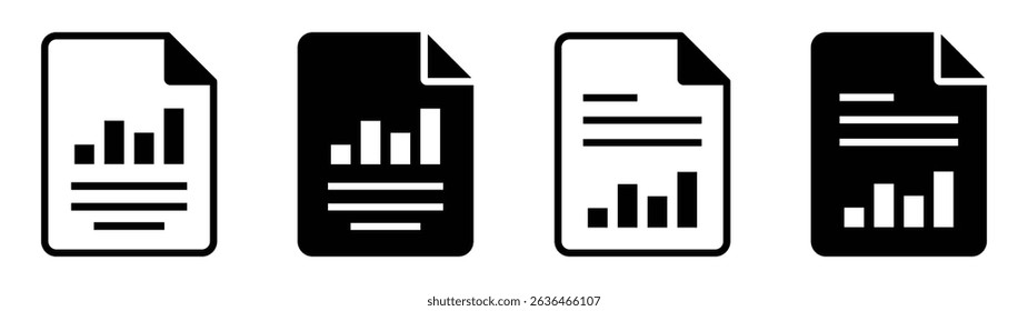 Graph document report business set icon, vector illustration