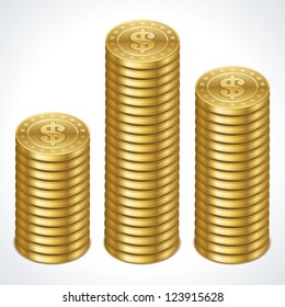 Graph from dollars money coins vector design element