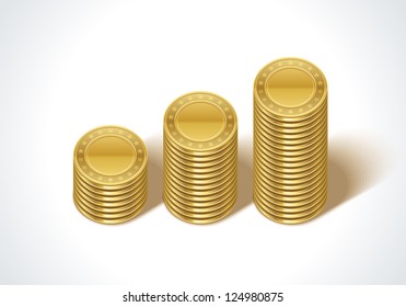 Graph from dollars money coins vector design element