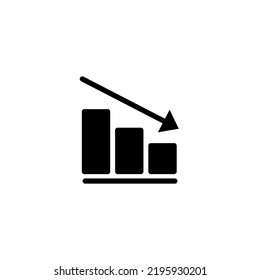 graph down, arrow below, bankrupt icon design vector illustration high quality black style