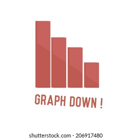Graph down concept design,retro design on white background,clean vector