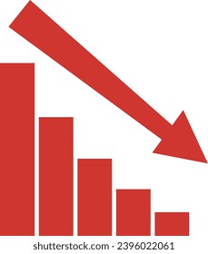 Graph down. Effectiveness of the fall progress, vector illustration