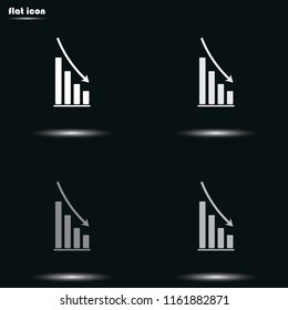 Graph down flat grayscale vector icon.