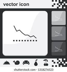 Graph down flat set of buttons vector icon.