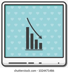 Graph down flat vector icon.