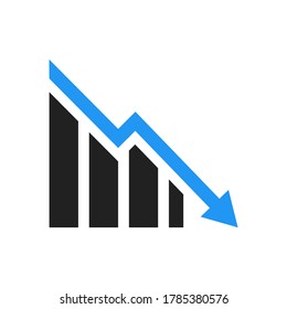 Graph down icon. Chart below and loss, reduction symbol. Flat Vector illustration