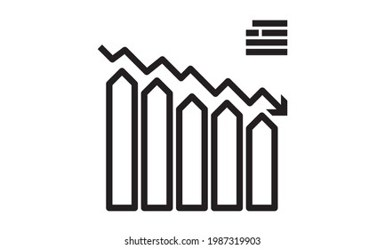 Graph down icon. Chart below and loss, reduction symbol. Flat Vector illustration