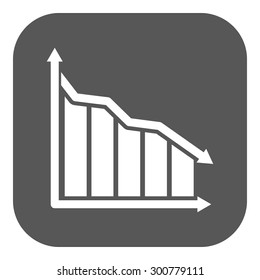 The graph down icon. Chart below and loss, reduction symbol. Flat Vector illustration. Button