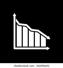 The graph down icon. Chart below and loss, reduction symbol. Flat Vector illustration